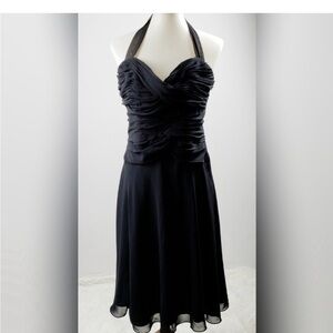 WHBM Halter Ruched Tie Back Dress Black